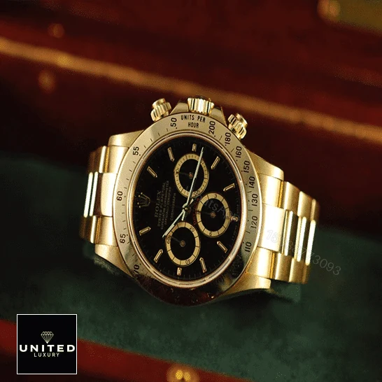 View 5 of Rolex Daytona Cosmograph Yellow Gold Black Dial 16528 Oyster Replica