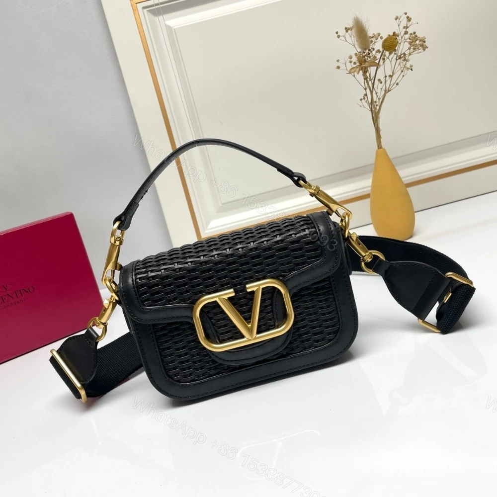 View 2 of VALENTINO GARAVANI ALLTIME WOVEN SHOULDER BAG BLACK 22CM