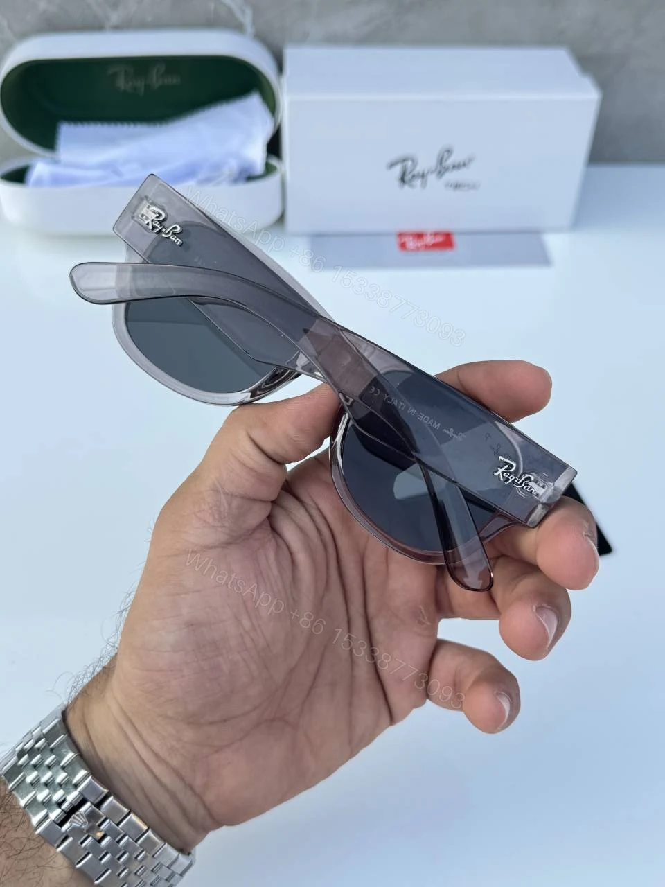 View 4 of First Copy Ray-Ban 0840 Grey Black Men’s Sunglasses