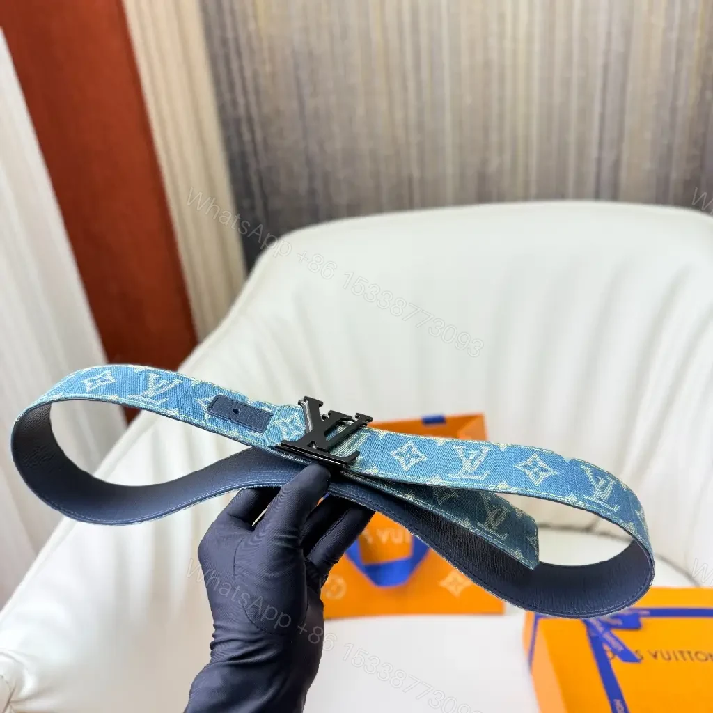 View 3 of Denim-Effect LV Belt: Monogram, Signature Hardware, Luxe Style