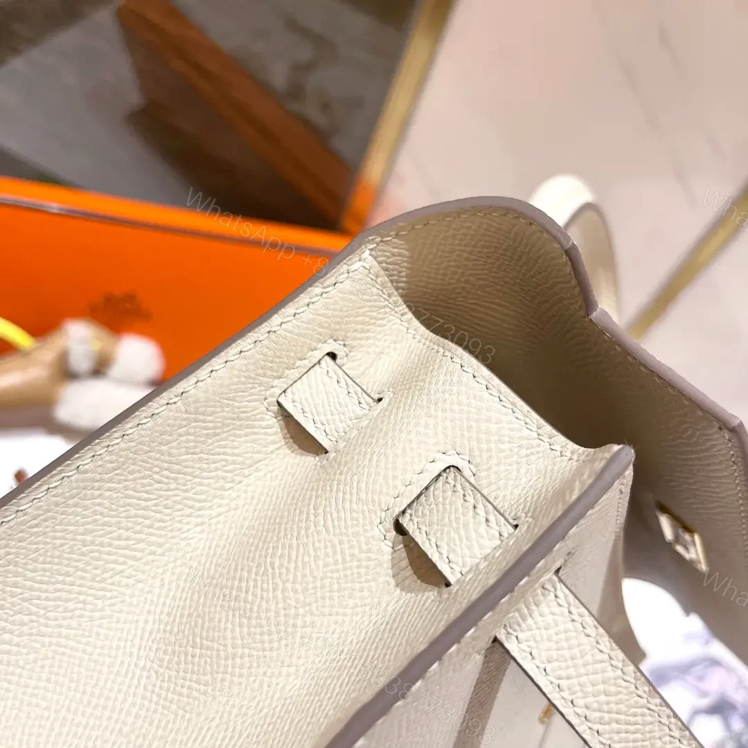 View 8 of HN 25CM WHITE EPSOM LEATHER GOLD HARDWARE