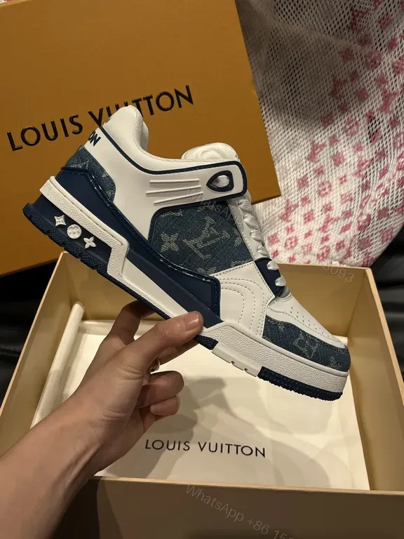 View 7 of Chic Leather Sneakers: Modern Texture, LV Detailing, Comfort