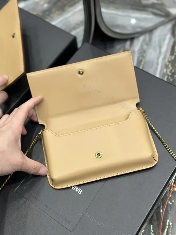 View 9 of Chic Beige Leather Crossbody with Gold Emblem
