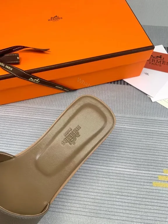 View 3 of Taupe Leather Slide â€“ Hermes-Inspired, All-Day Comfort Chaira