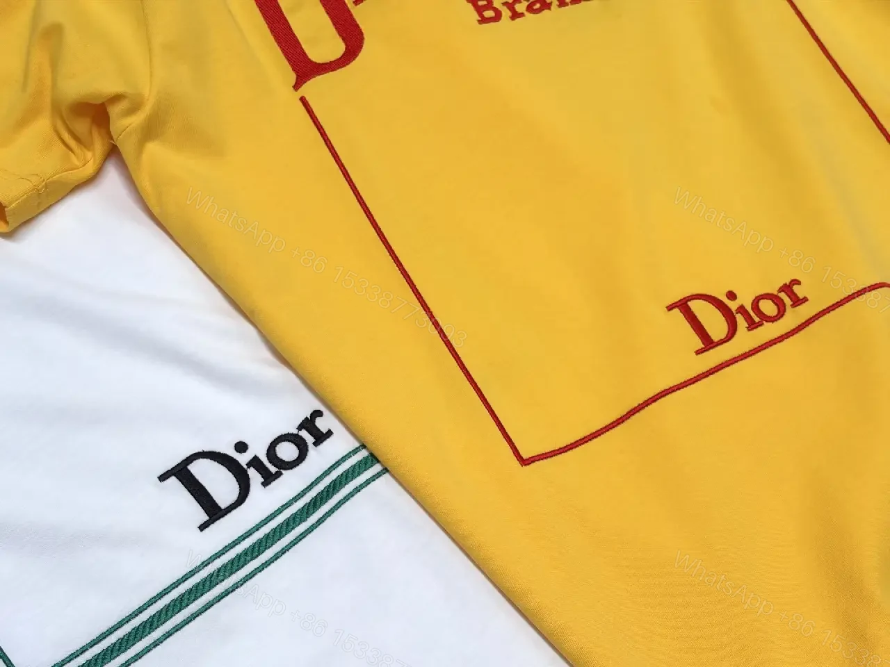 View 2 of Yellow Cotton T-Shirt with Dracula Print, Dior Brand Style, Graphic Tee