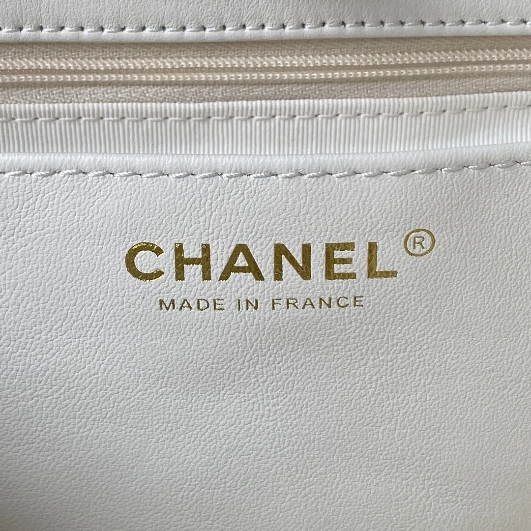 View 7 of Chanel Calfskin Hobo Bag White/Black