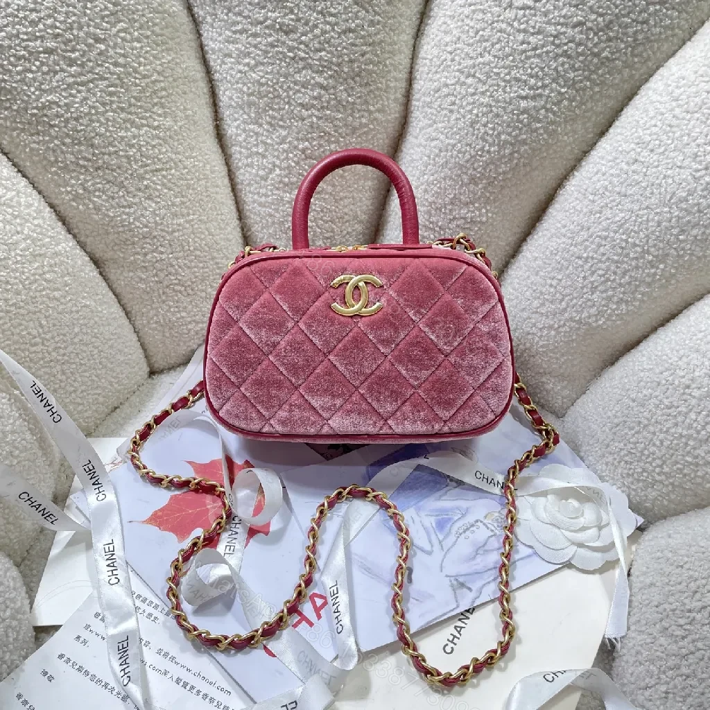 Velvet Mini Bag: Gold Hardware, Chain, Chic Texture — view 1