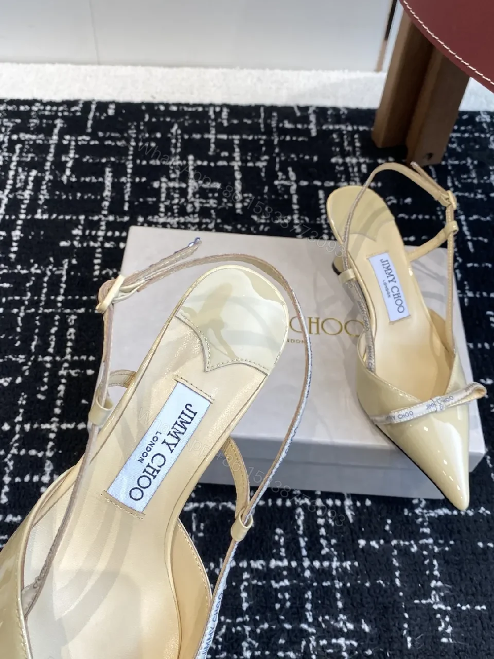 View 5 of Strappy Pointed-Toe Heels with Logo Straps - Everyday Glam