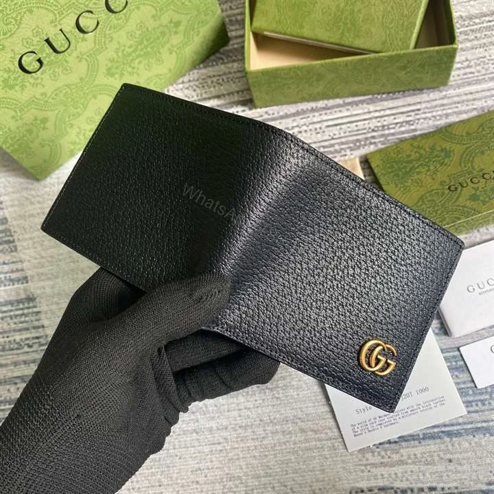 View 5 of Gucci Men GG Marmont Leather Bi Fold Wallet Black Metal Free Tanned Leather Double G – WGR005