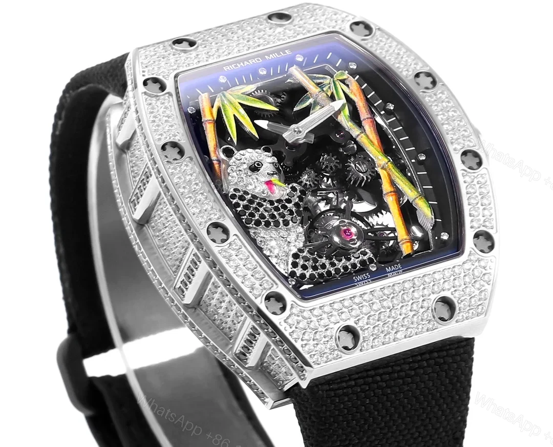 View 2 of Richard Mille RM26-01 Panda Tourbillon Watch National Treasure Panda Full Diamond Skeleton Dial 18K White Gold Art Mechanical Edition RM26-01-PND-NTG