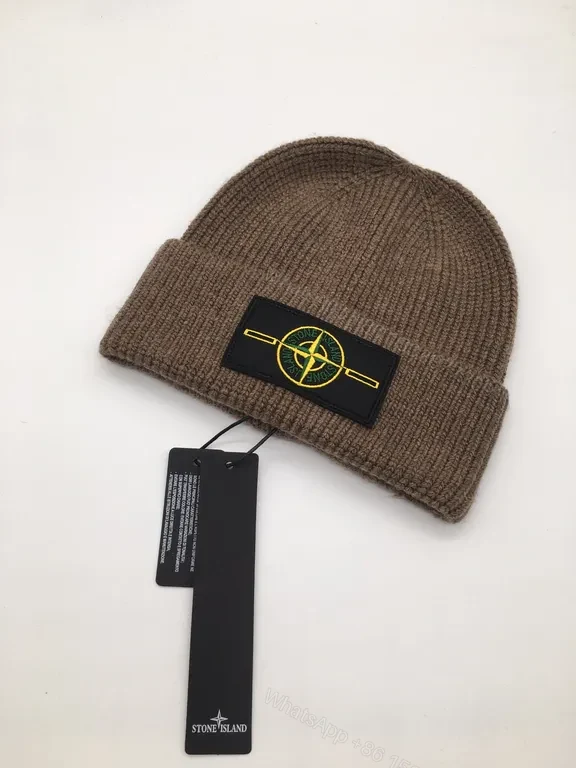 View 6 of Navy Stone Island Knit Beanie â€” Signature Patch, Warmth