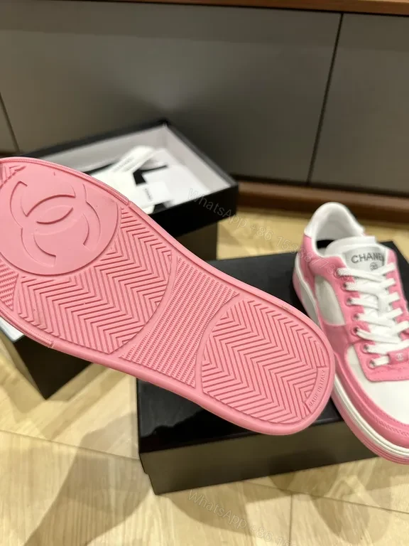 View 7 of Chic Pink & White Coach-Style Sneakers: Luxury Comfort