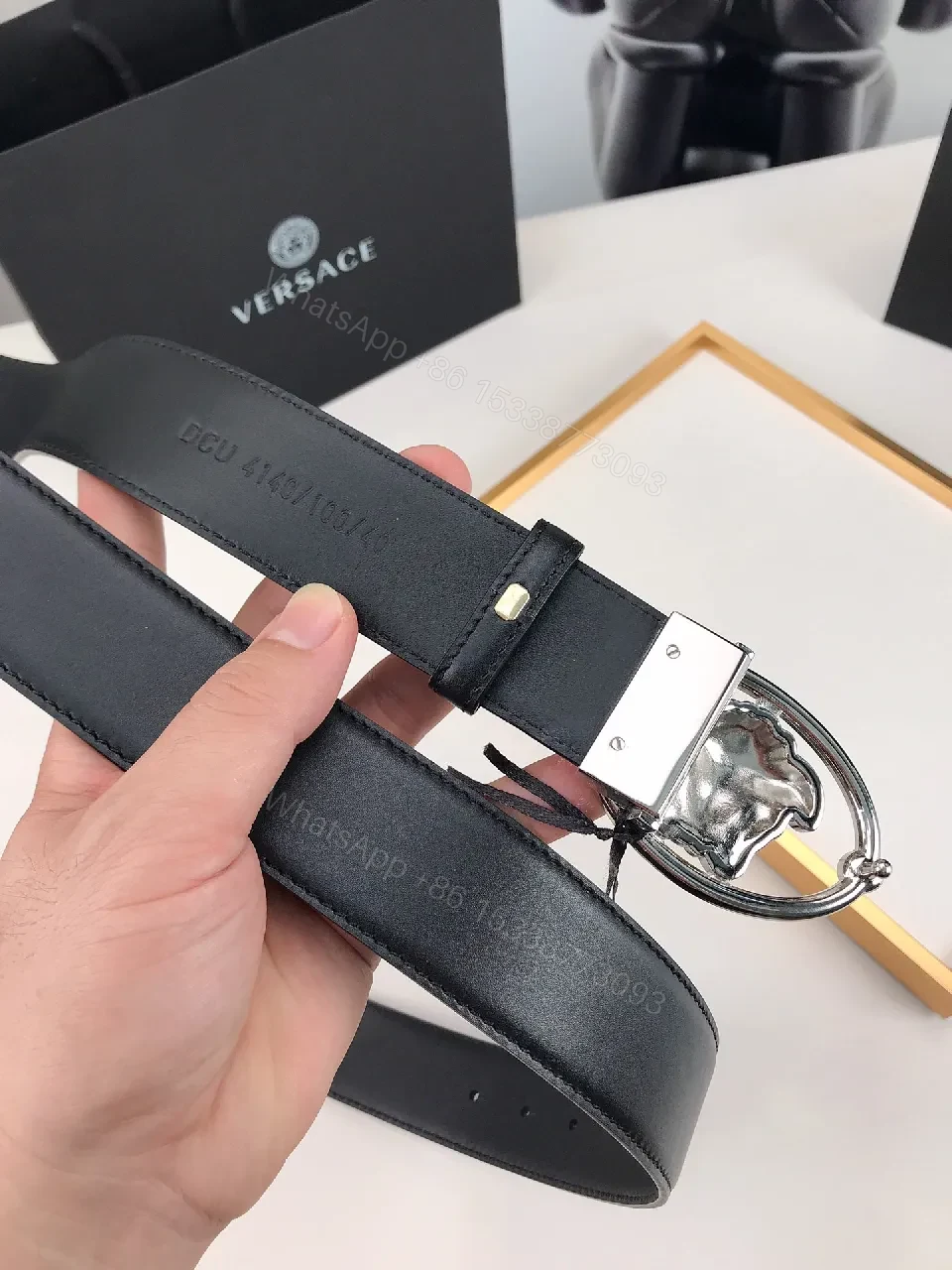 View 7 of Lion Head Buckle Leather Belt – Modern Luxury Belt