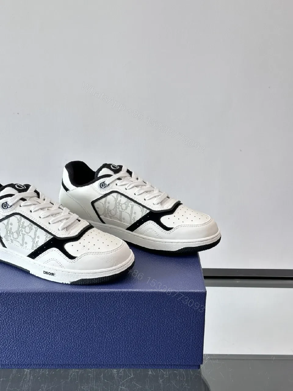 View 5 of White-Black Leather Sneaker with Graphic Texture, Cushioned Comfort