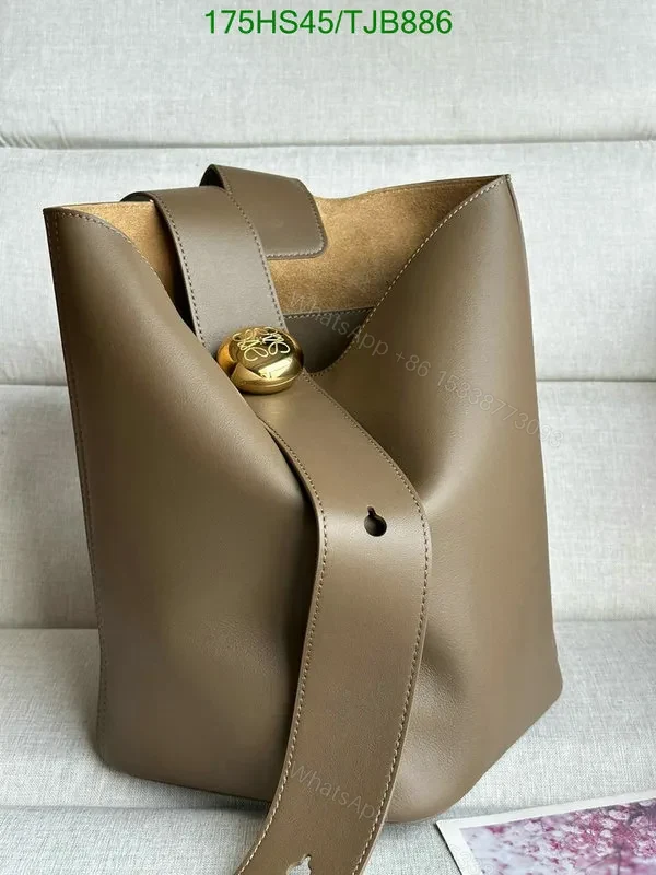View 3 of Loewe Red Pebble Bucket Bag with Calfskin RA288