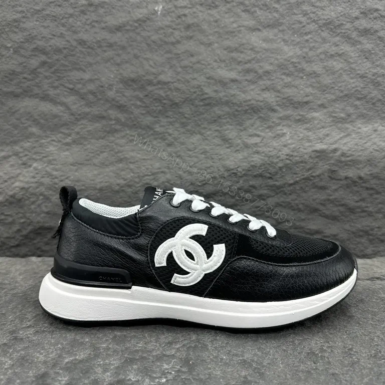 Chanel-Inspired Trainer: Luxe Black Leather, Everyday Comfort — view 1
