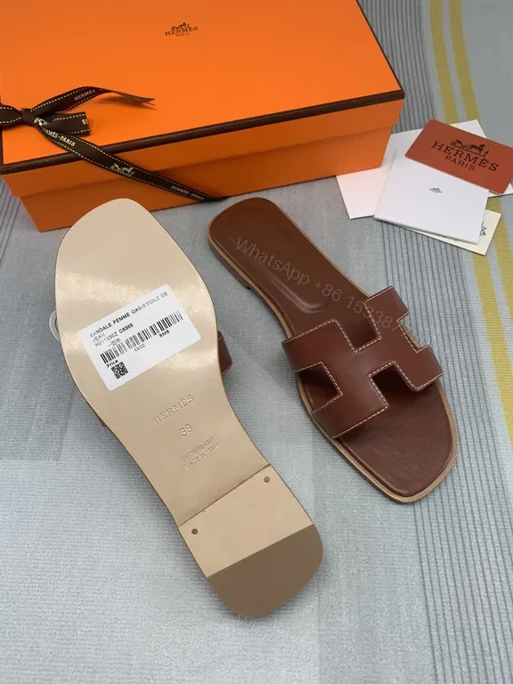 View 6 of HermÃ ̈s Oran Leather Sandals: Signature H Straps Comfort