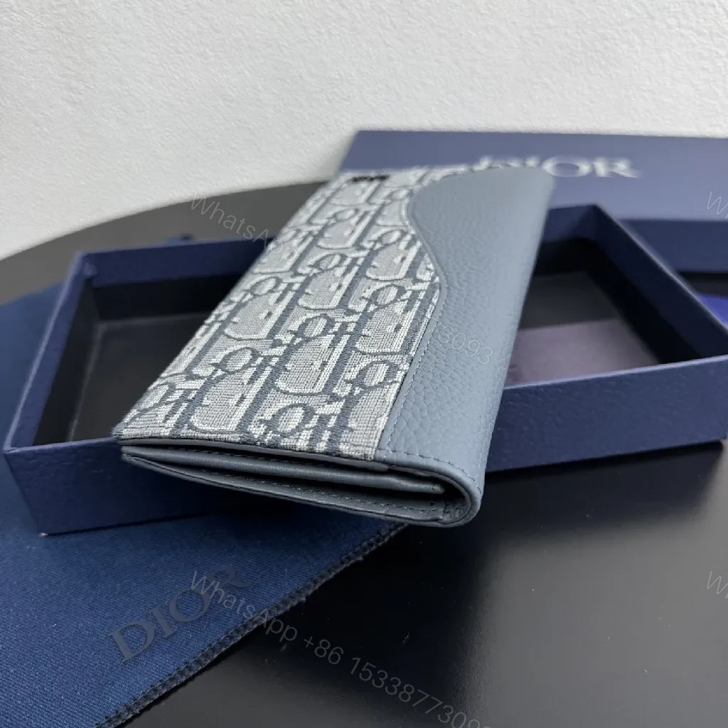 View 4 of Slate Denim Monogram Wallet: Pebble Leather, Slim Luxe Style