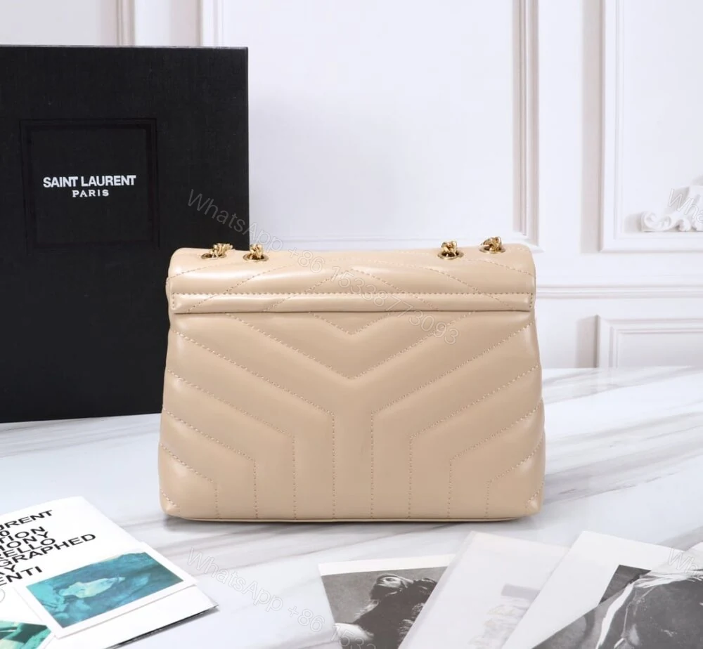 View 3 of Saint Laurent Loulou Small Chain Bag In Matelassé Y Beige Gold 23Cm 494699DV7272721