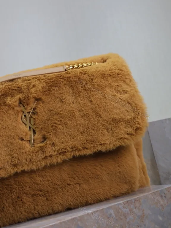 View 6 of Lux Teddy Fur Shoulder Bag with YSL Emblem â€“ Cozy Luxe Crossbody