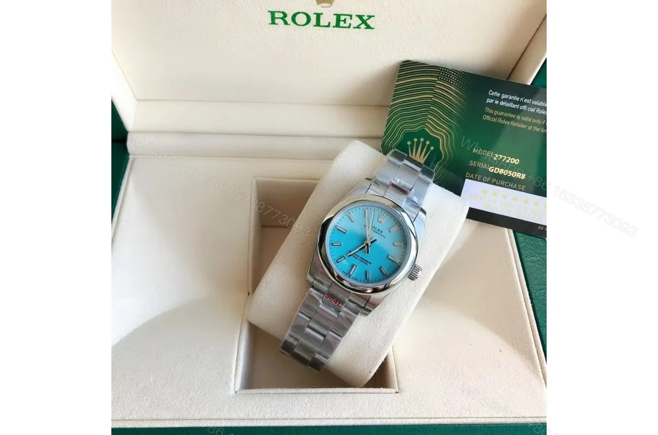 View 5 of Replica Rolex Oyster Perpetual SS/SS Tiffany Blue/Stk 31/41 mm