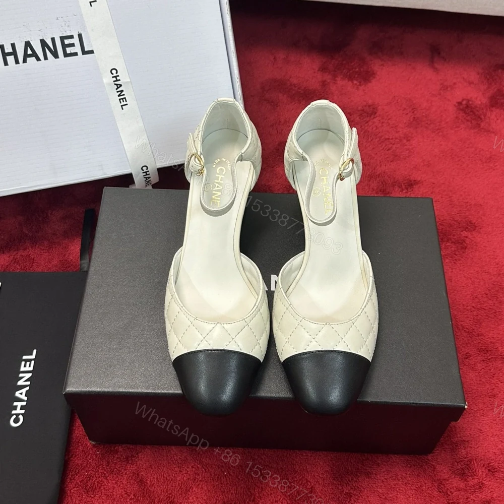 View 8 of 高仿Chanel*G38441C露邊高跟單鞋小牛皮白色4.5CM免檢版