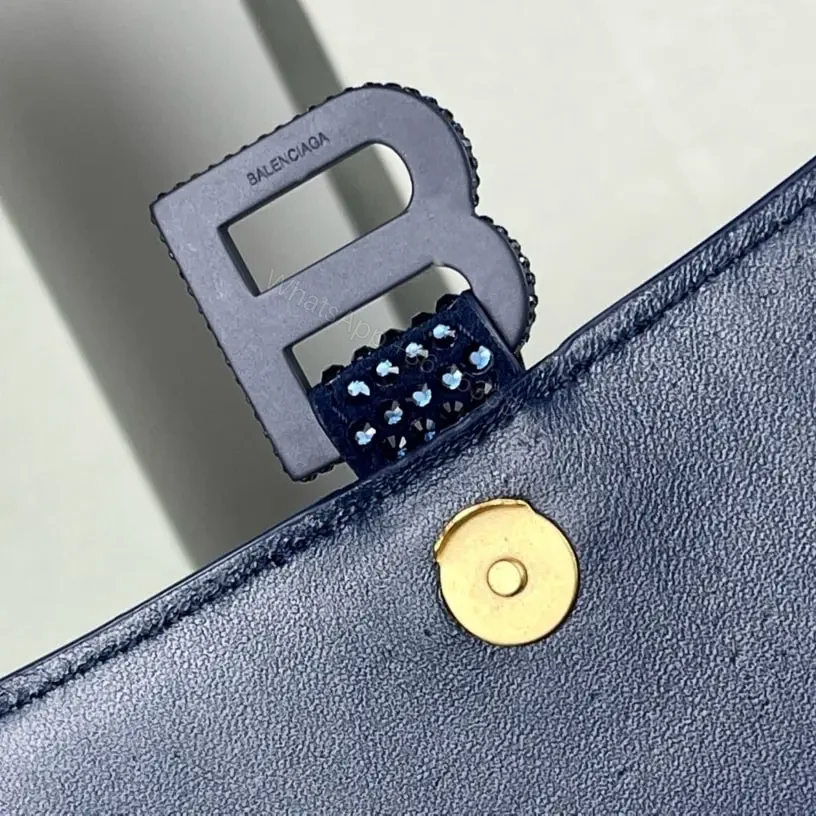 View 14 of 高仿Balenciaga*Hourglass系列沙漏包滿鑽深藍色S