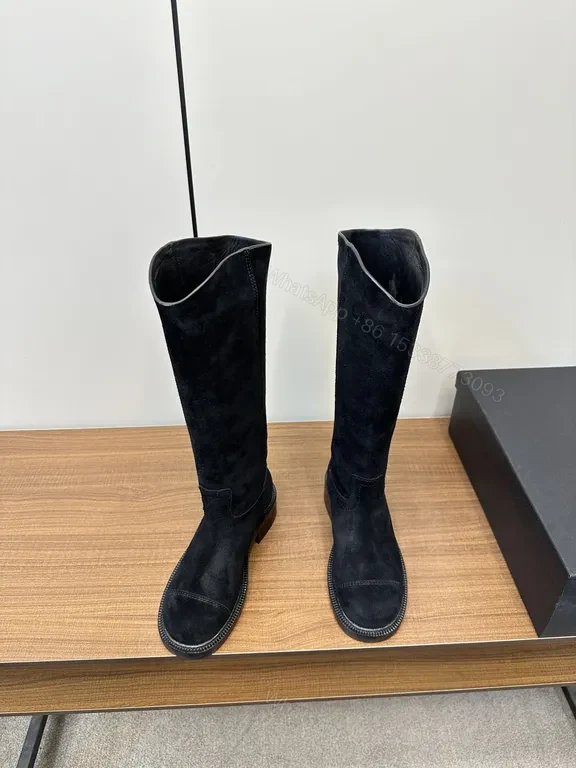 View 7 of Chic Suede Knee-High Boots: Subtle Logo Detailing