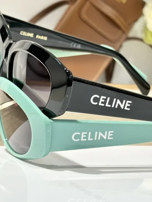 View 5 of Black Matte Cat-Eye Sunglasses | Acetate, UV400 Gradient, CELINE Detail