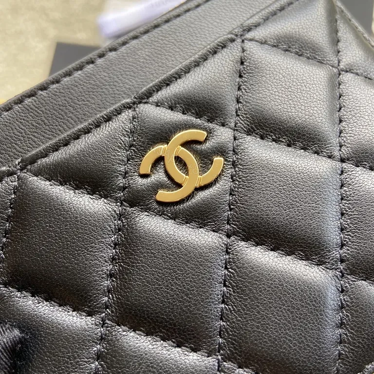 View 8 of Black Calfskin Chanel Cardholder Wallet: Quilted Luxury, Compact Style