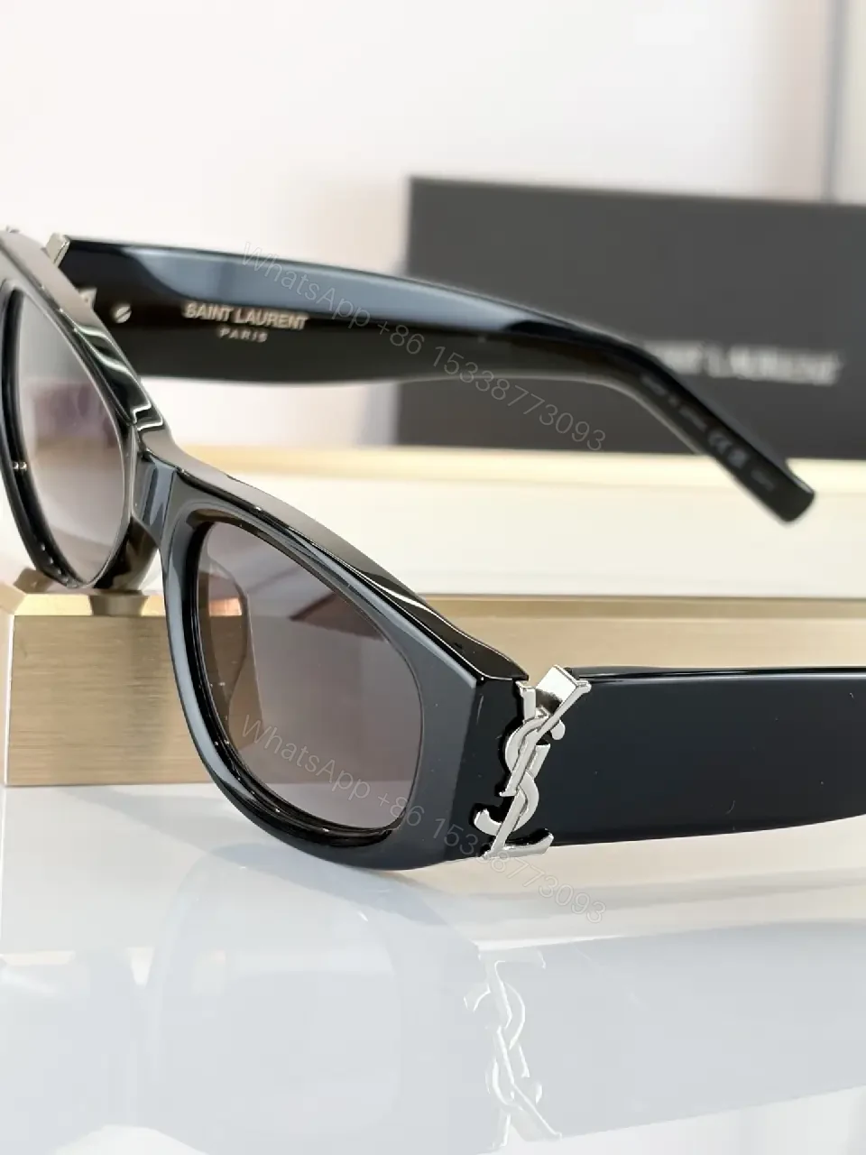 View 8 of Bold Black Sunglasses with Luxe Chain Detail