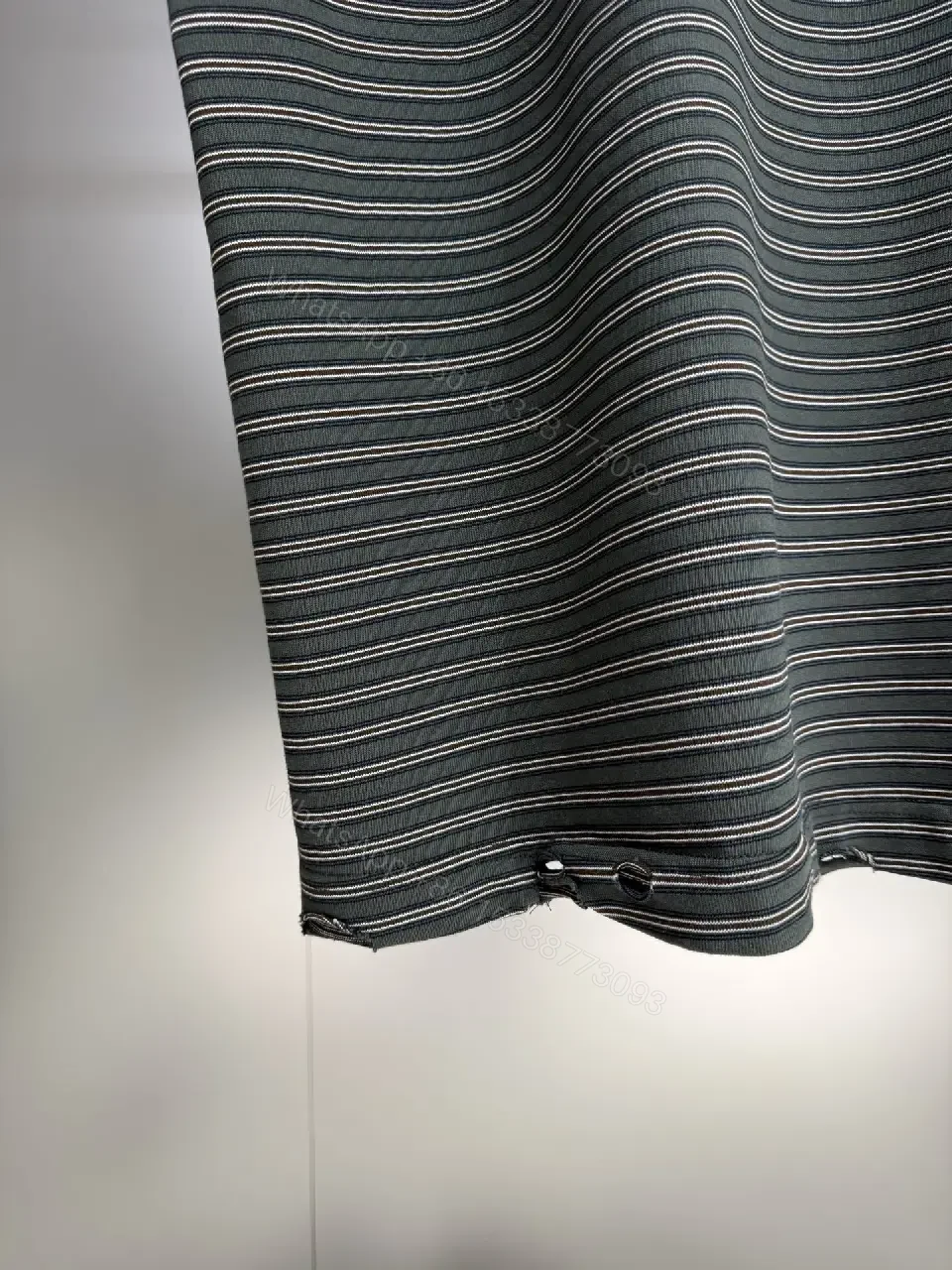 View 6 of Slim Stripe Polo Top - Soft Knit, Logo Accent, Modern Chic