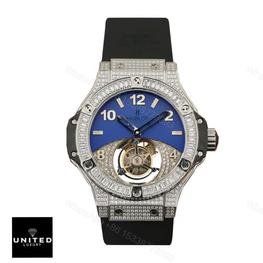 View 2 of Hublot With Diamonds Blue Replica