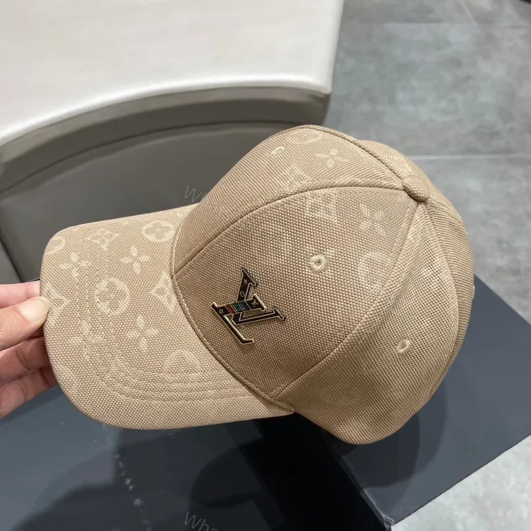 View 6 of Monogram Canvas Cap: Luxe LV-Style Hardware, Neutral Beiges Premium Baseball Cap