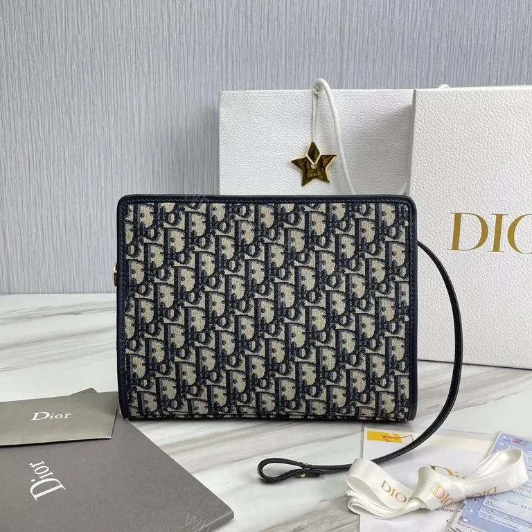 View 5 of Dior-Inspired Pattern Jacquard Crossbody Bag