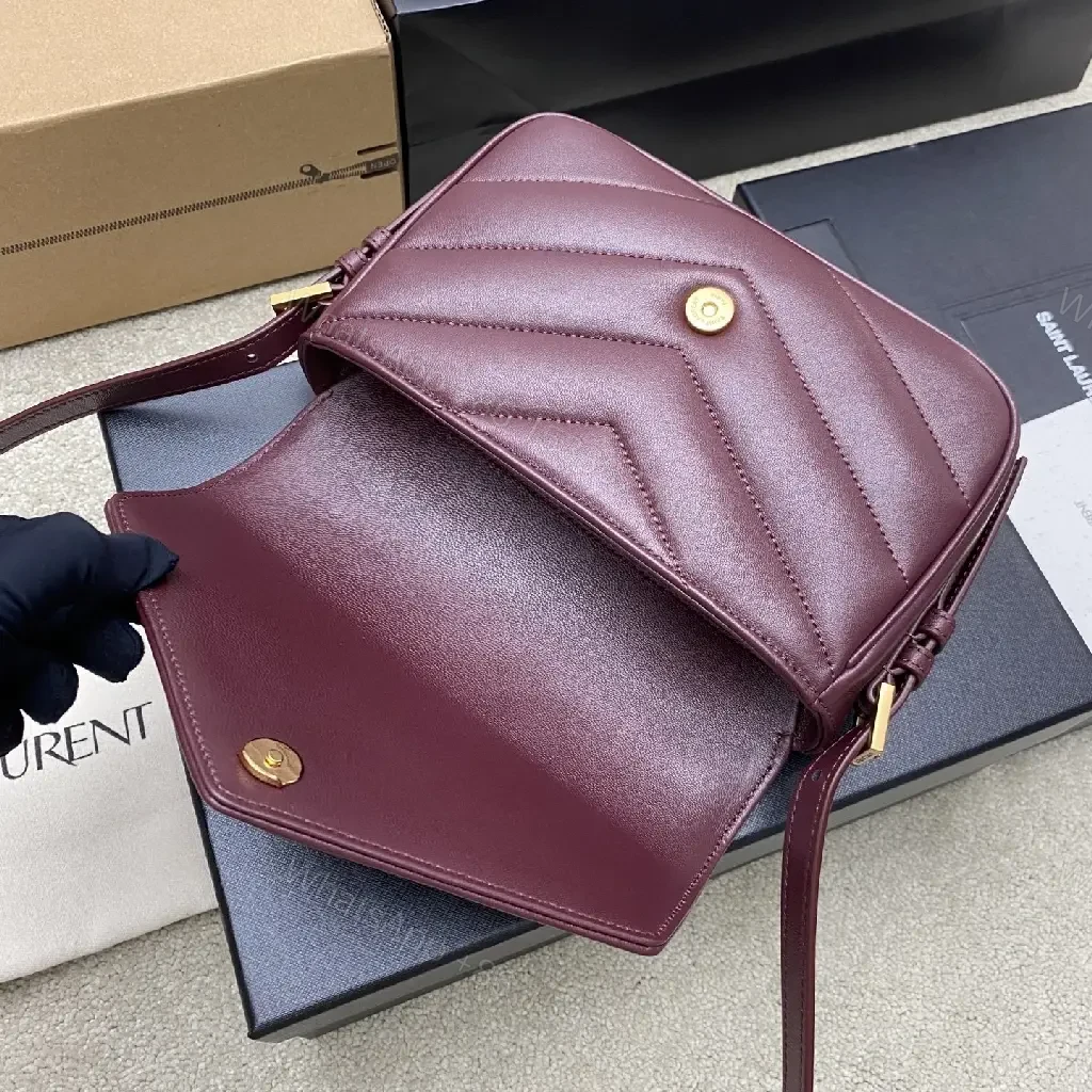 View 6 of Burgundy Quilted Leather Crossbody Bag – Structured Luxury