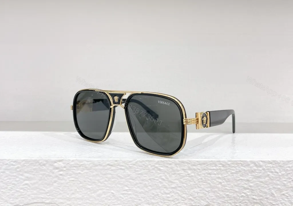 Gold-Tone Frame Designer Sunglasses with UV400 Protection - Unisex — view 1