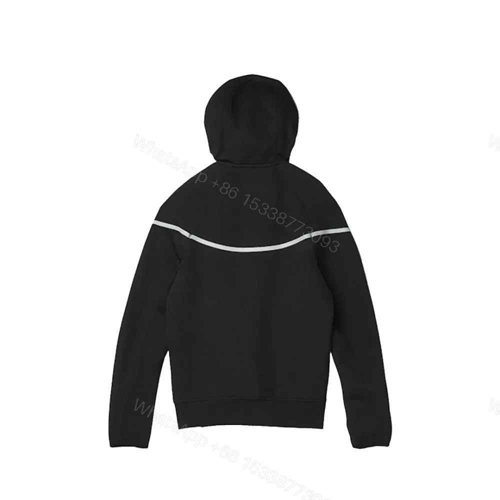 View 2 of Nike Sportswear Tech Fleece Full Zip Hoodie & Joggers Reflective Details Set Black Bemis Silver