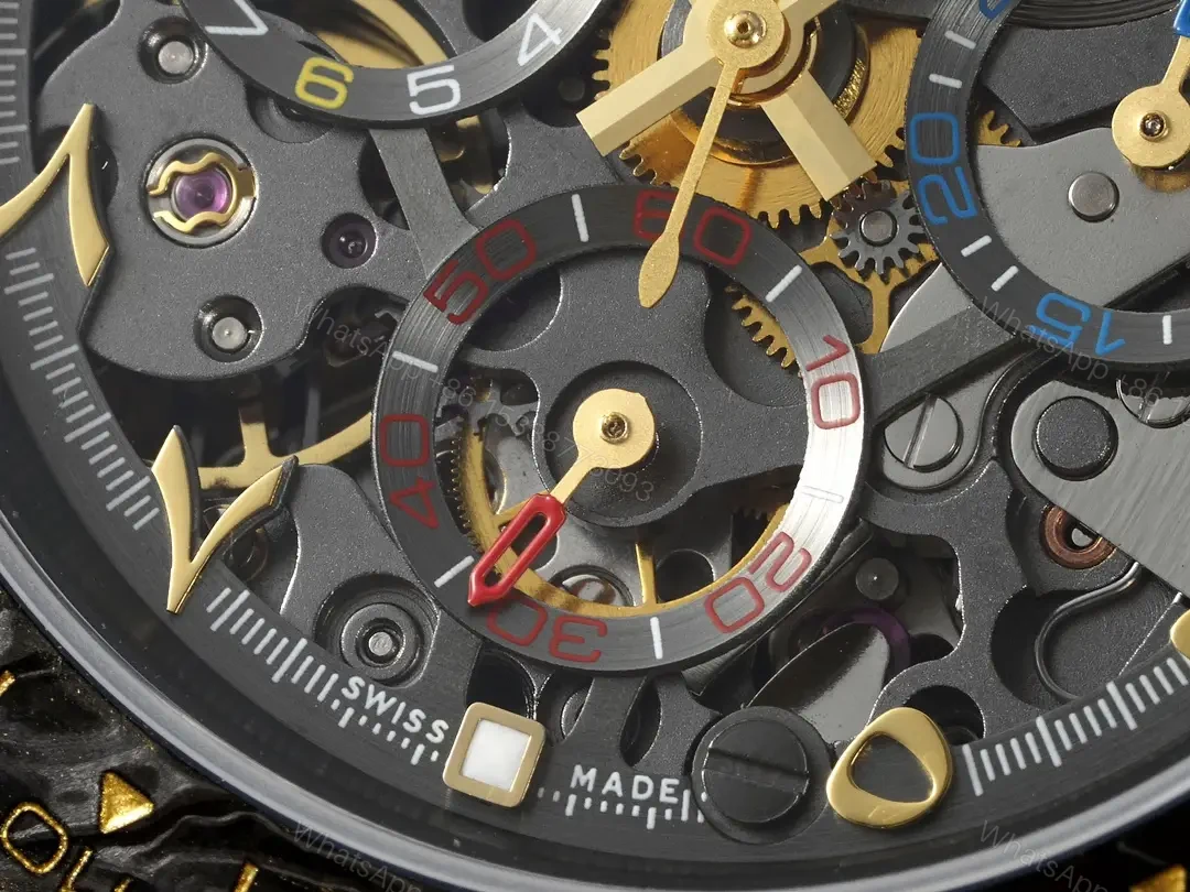 View 5 of Rolex Daytona 40mm Carbon Fiber Skeleton Dial Green Bezel Brown Strap Watch RLX-DAY-CARBON-40-GRN-BRN