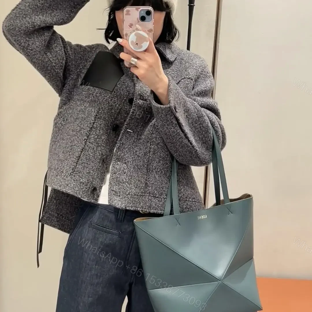 View 11 of 高仿Loewe*Fold系列4535小牛皮Tote手袋綠色中號免檢版