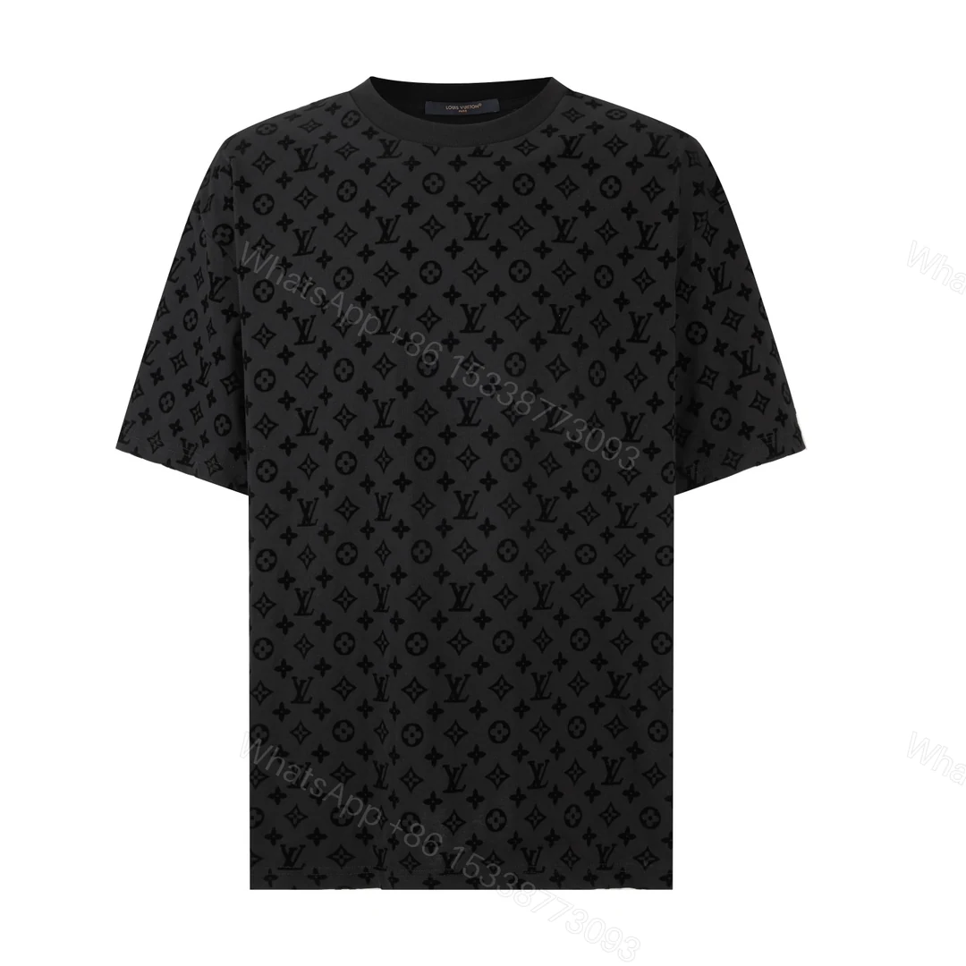 LV高仿黑色滿印短袖T恤 男士潮流百搭圓領上衣 — view 1