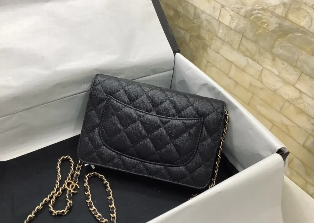 View 2 of Chic Black Quilted Shoulder Bag with Gold Chain Strap