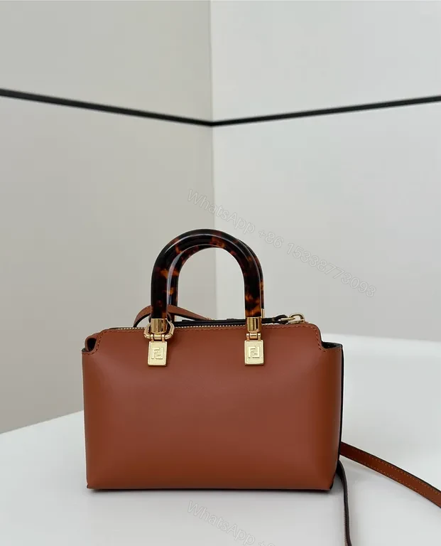 View 7 of Tan Leather Crossbody with Fendi Roma Monogram Crossbody Bag