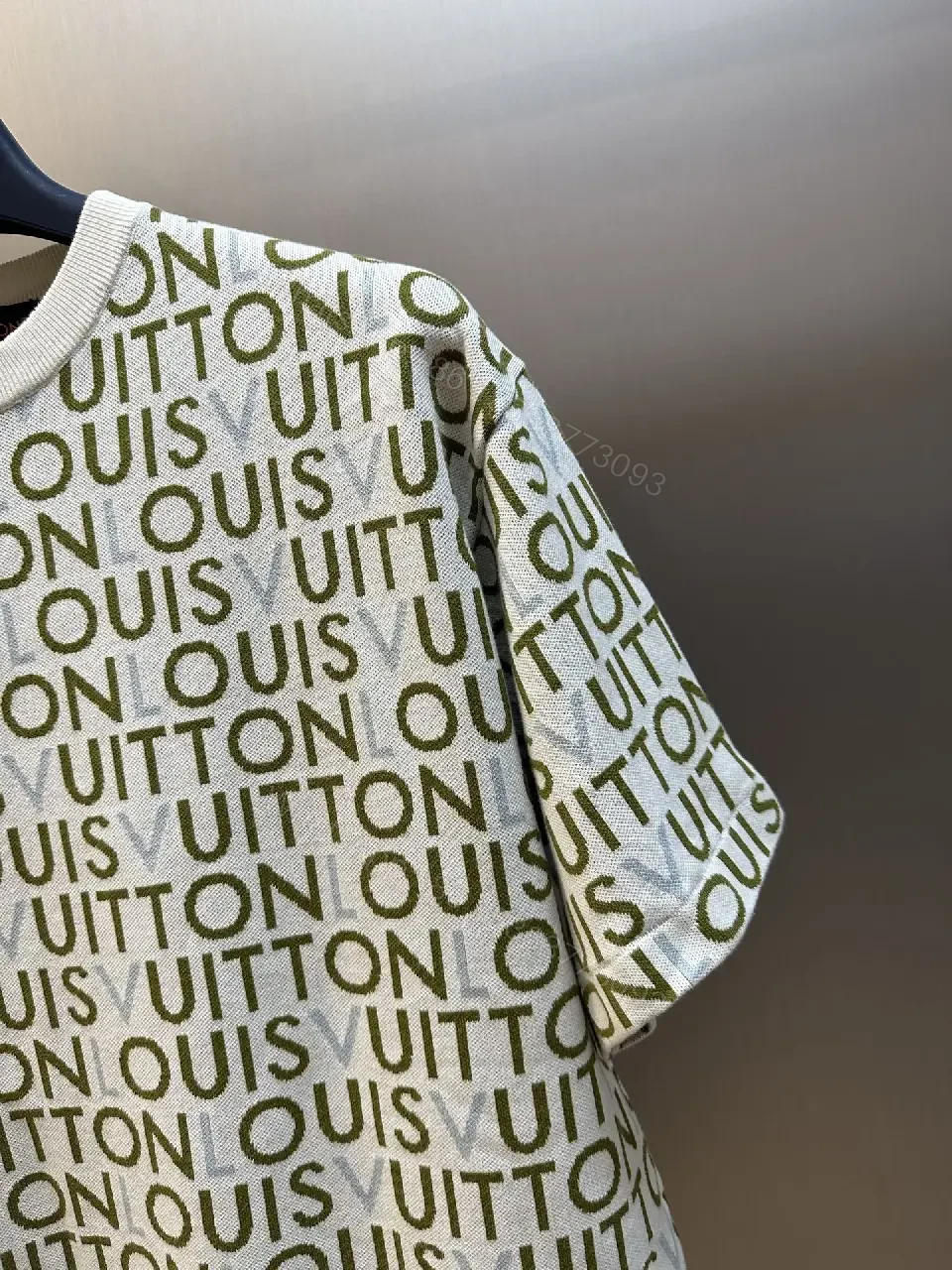 View 8 of White Monogram Short-Sleeve Crewneck T-Shirt with All-Over LV Pattern