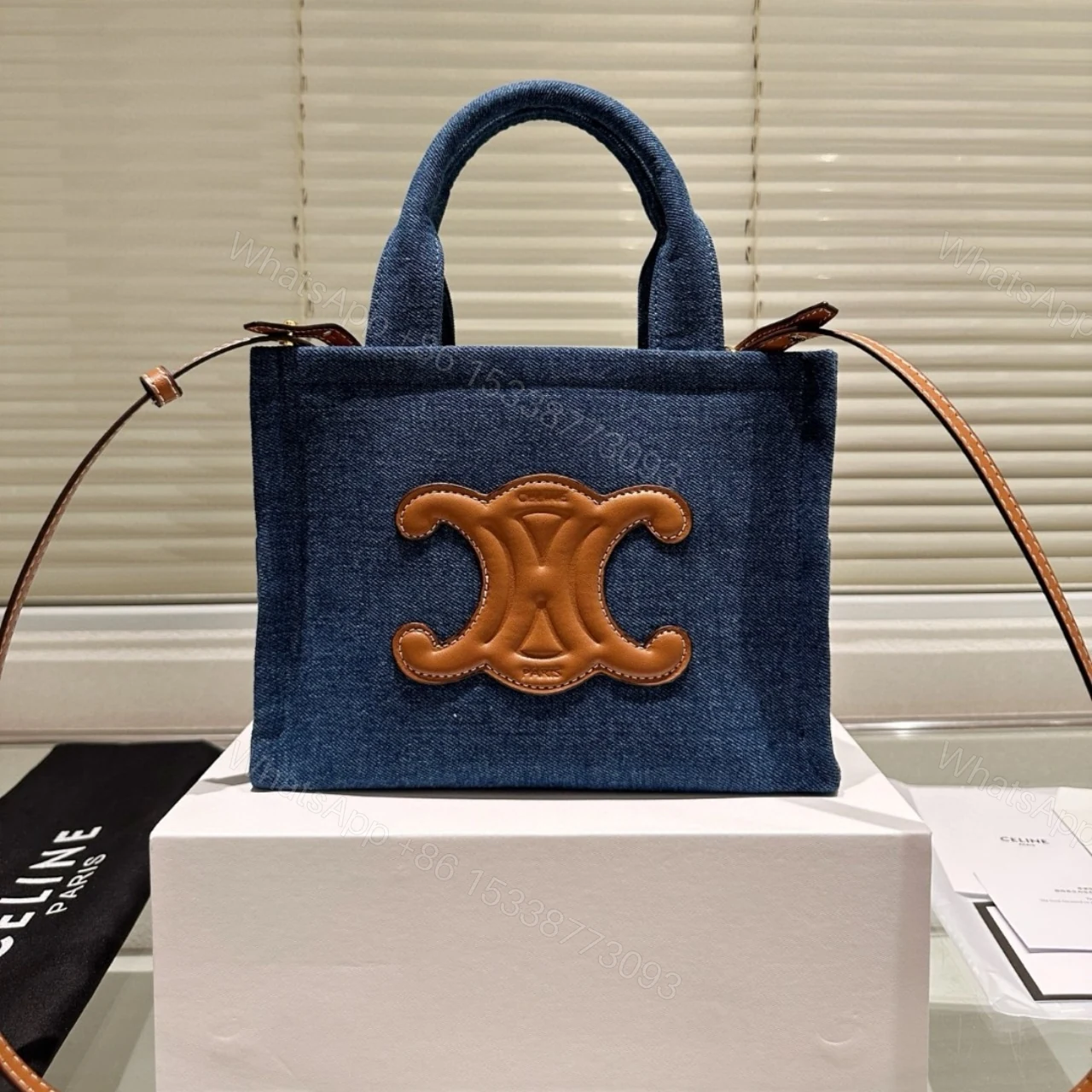 View 2 of CELINE SMALL CABAS TOTE BAG DENIM BLUE 25CM 199162GFF 05BD