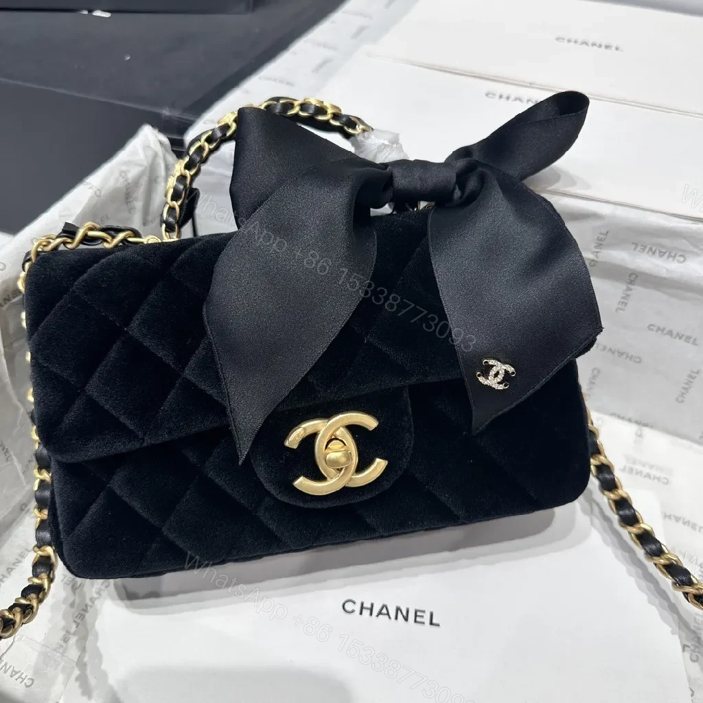 View 5 of Velvet Bow Mini Bag: Luxe Chanel-Inspired Satchel
