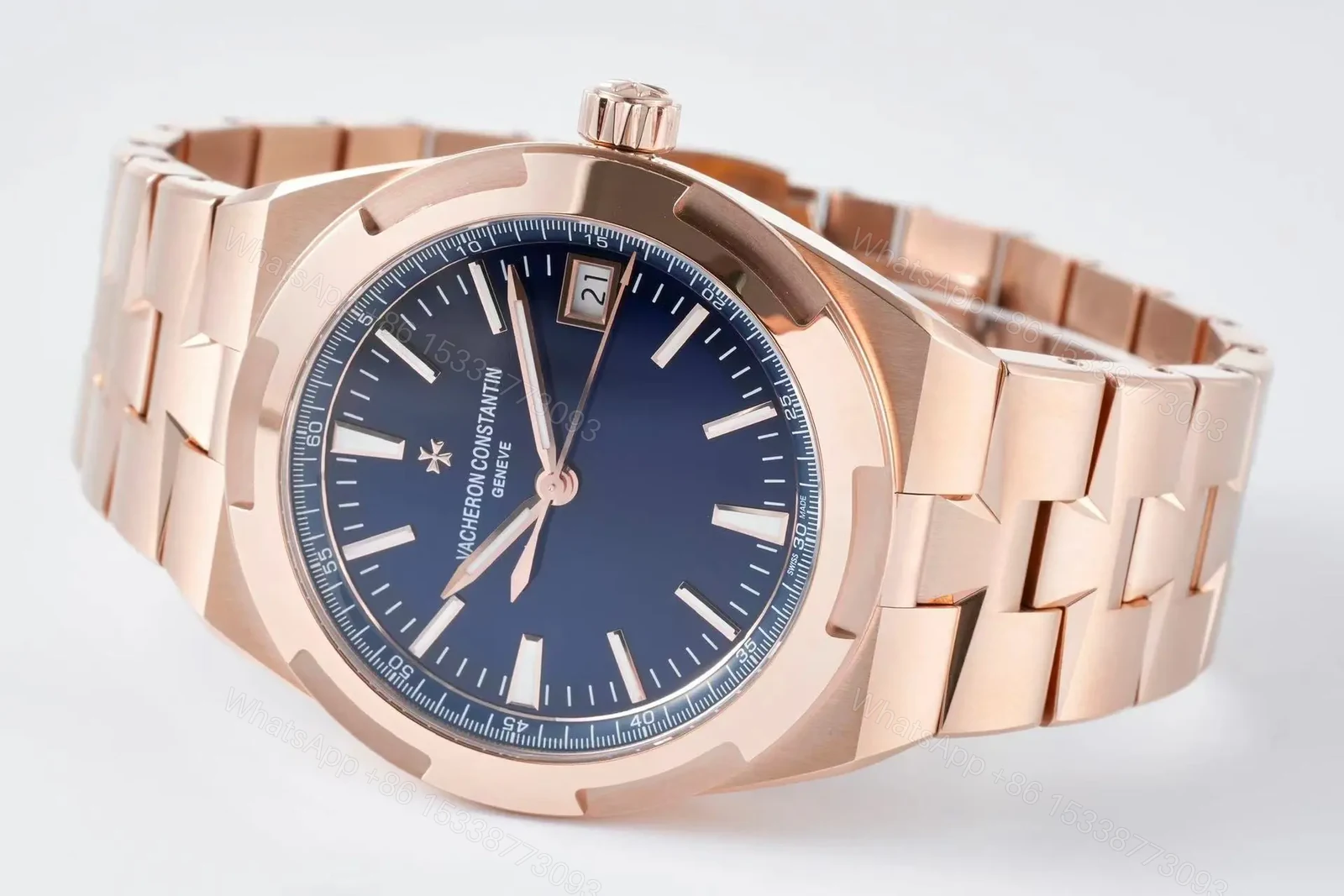 View 7 of PPF Factory Vacheron Constantin Overseas 4500V Series Rose Gold Blue Dial Automatic Watch – 41mm Case with Interchangeable Steel and Rubber Straps