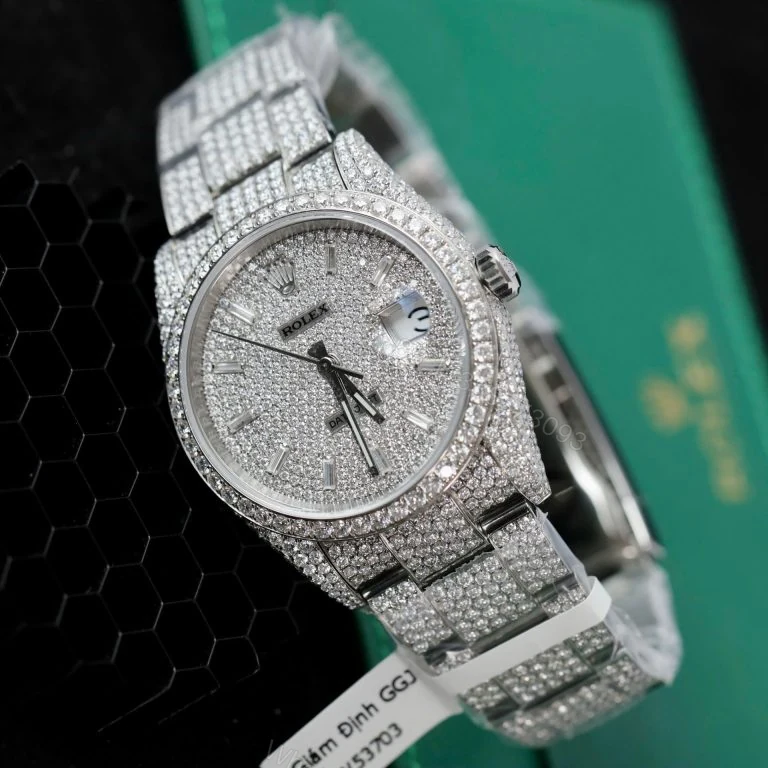 View 2 of Rolex Datejust 36mm Super Clone Watch Moissanite Diamonds