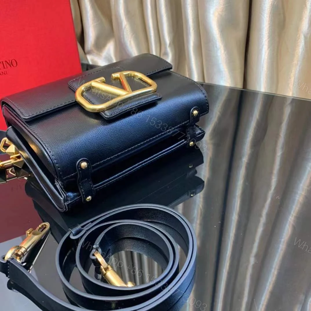 View 3 of VALENTINO STUD SIGN GRAINY CALFSKIN SHOULDER BAG IN BLACK 2W2B0J96CPD0NO