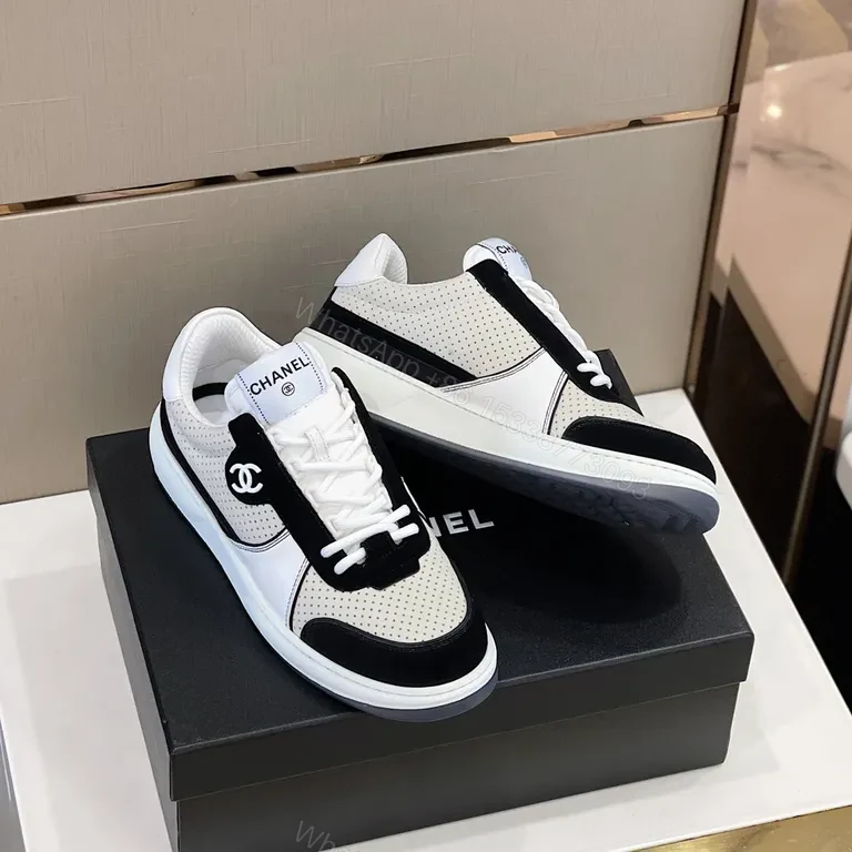 View 4 of Chanel-Inspired Knit Sneaker with Signature Hardware